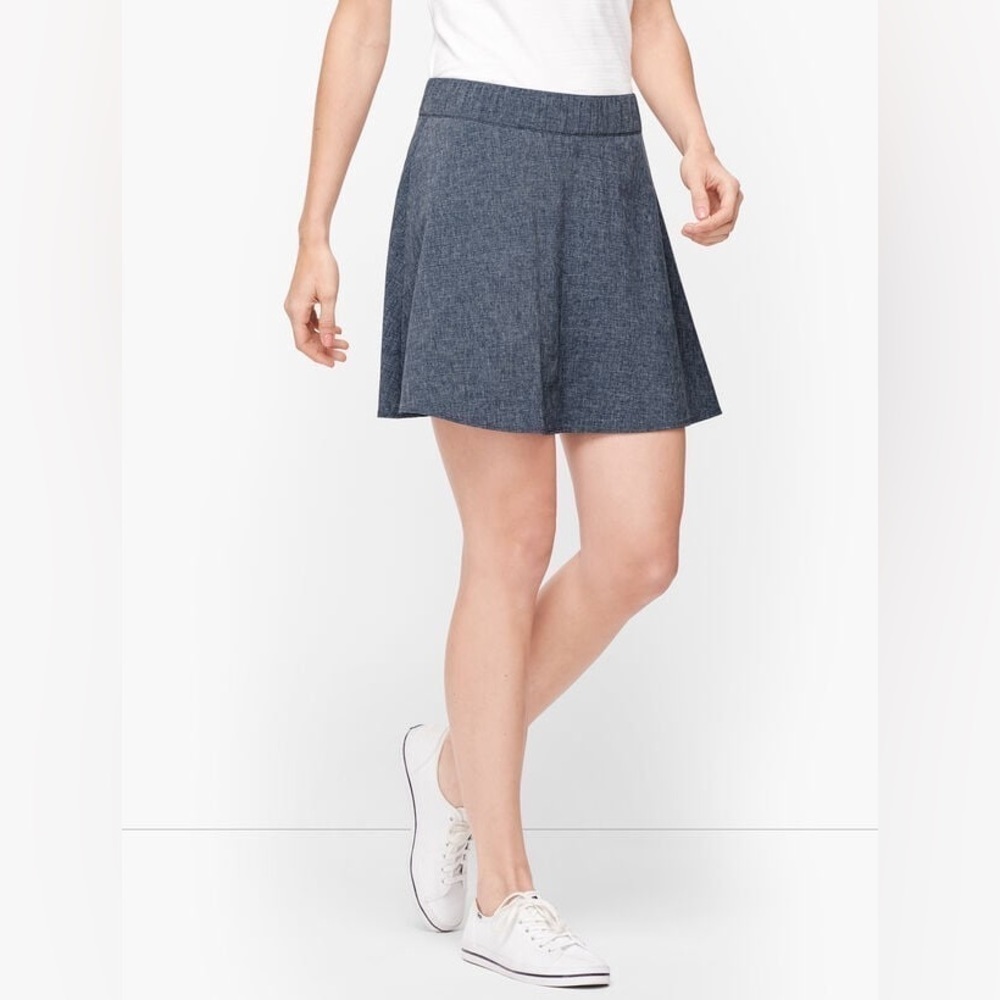 T by Talbots Lightweight Stretch Skirt- Skort Mélange - INDIGO BLUE XL PETITE